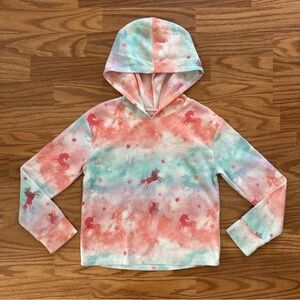 Jumping Beans Girls Size 8 Fleece Hoodie Pullover Sweatshirt Unicorns Pink EUC!